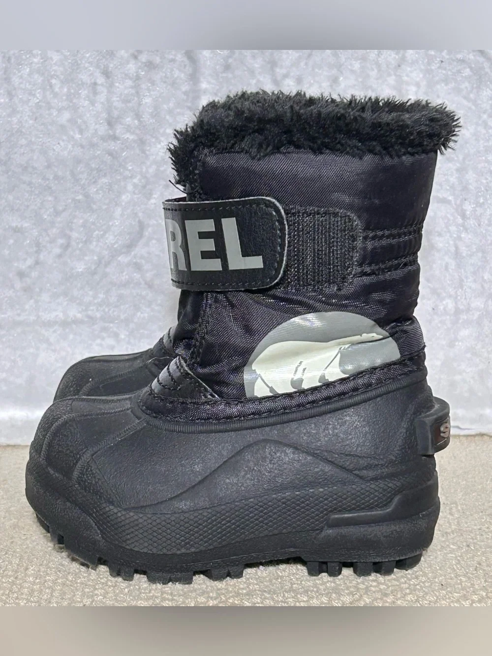 Sorel Kids Black Snow Commander Waterproof 200g Insulated Winter Boots SZ 5